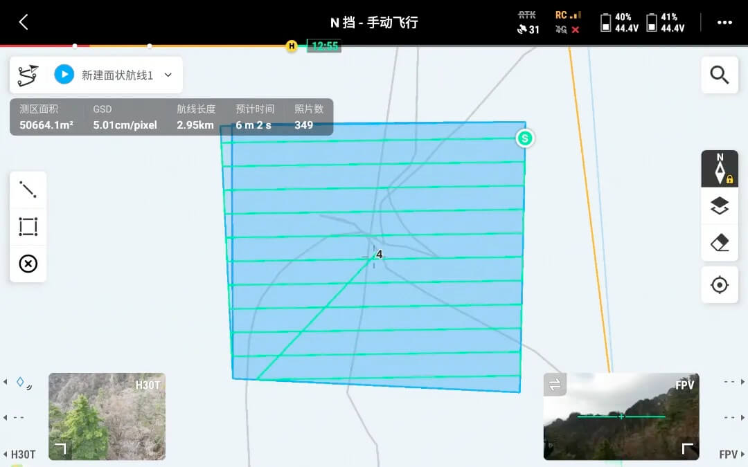 救援人员在 DJI Pilot 2 上规划面状航线