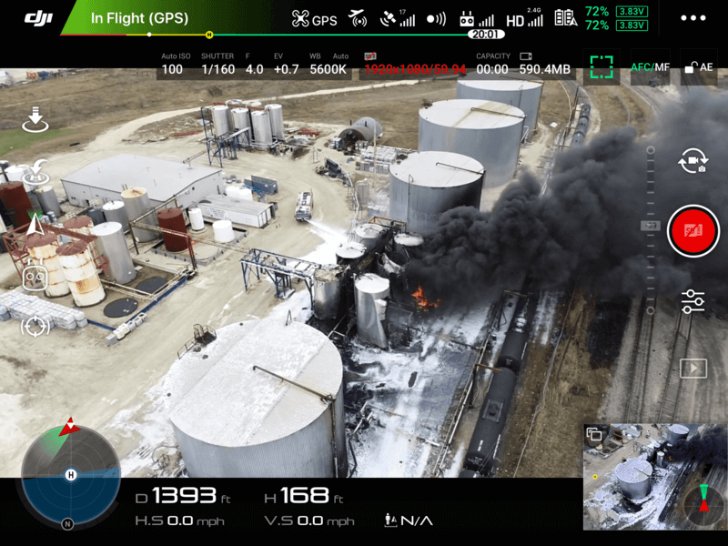 drone interface at facility fire